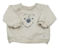 Bielo-ružová melírovaná mikina s medvídkem Pú Disney