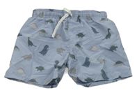 Svetlomodré šušťákové plážové kraťasy s dinosaurami H&M