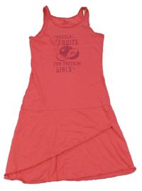 Malinové balvněné šaty s ovociem a nápismi Pepperts