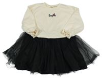 Smetanové šaty s černou tylovou sukní a třešněmi LCW 