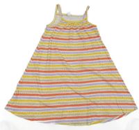 Červeno-béžovo-farebné pruhované bodkovaná é bavlnené šaty Topolino