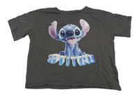Tmavosivé crop tričko s Lilo&Stitch C&A