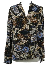 Dámska čierna blúzka s kvetmi Emily Van Den Bergh