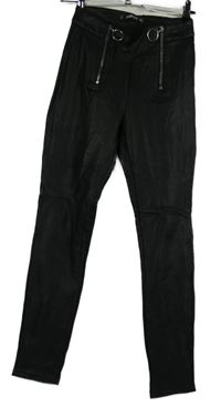 Dámske čierne potiahnuté é tregíny so zipy FB Sister