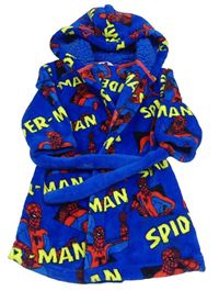 Modrý chlupatý župan se Spidermanem a kapucí M&S