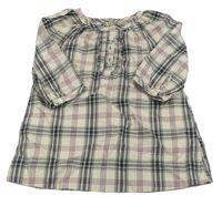 Černo-bílo-purpurové kostkované plátěné šaty H&M