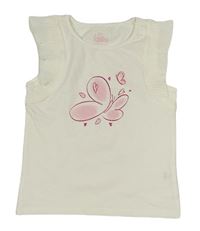 Biely crop top s motýlkom Topolino