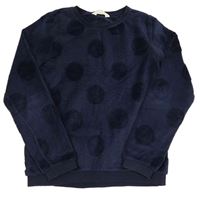 Tmavomodrá 3D bodkovaná á chlpatá mikina H&M
