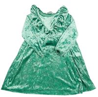 Zelené zamatové šaty s volánikom H&M