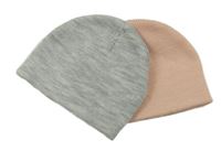 Nové - 2x čepice - šedá + světlerůžová Primark