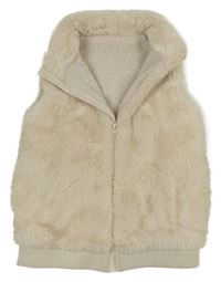 Svetlobéžová kožušinová zateplená vesta