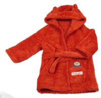 Červený chlupatý župan s Paddingtonem a kapucí