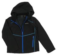 Čierna softshellová bunda s modrými zipy a kapucňou Icepeak