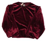 Vínové zamatové tričko