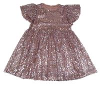 Světlerůžové tylové šaty s flitry Little kids