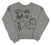 Sivá crop mikina s potlačou H&M