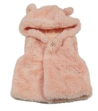 Ružová kožušinová podšitá vesta s kapucňou Dunnes