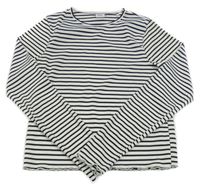 Bílo-černé pruhované žebrované crop triko Y.F.K.