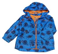 Modrá šusťáková jarní bunda s mořskými živočichy a kapucí Next