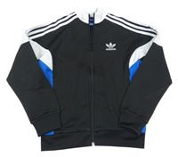 Černo-bílo-modrá sportovní propínací mikina Adidas