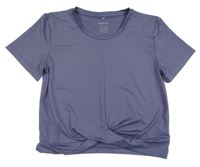 Fialovošedé crop športové nařasené tričko H&M