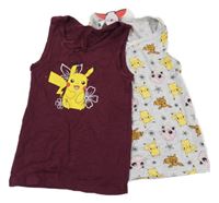 Nové - 2x košilka s Pokémony - šedá + vínová 