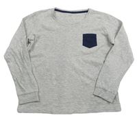 Sivé vzorované tričko s vreckom Pocopiano