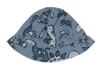 Modrý rifľový podšivý klobúk s dinosaurami