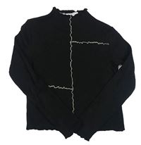 Čierne rebrované crop tričko s prúžkami H&M