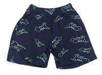 Tmavomodré bavlnené kraťasy s dinosaurami Shein