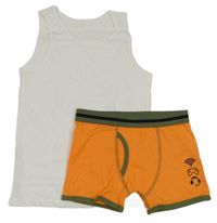 2set - Bílý nátělník + oranžové boxerky 