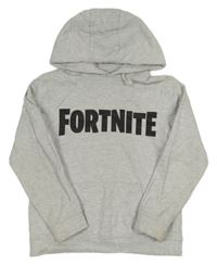 Šedá mikina Fortnite s kapucňou