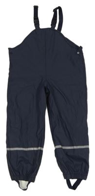 Tmavomodré nepromokavé laclové podšité kalhoty s proužky Lupilu