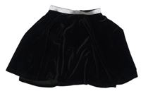 Čierna zamatová kolová sukňa so strieborným pasom Yd.