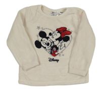 Smotanová chlpatá mikina s Minnií a Mickeym