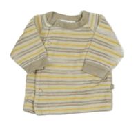 Bielo-hnedo-žltá pruhovaná zamatová mikina Okay vel. 46