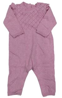 Ružový svetrový overal s dirkovaným vzorom Next