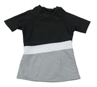 Černo-šedo-bílé UV tričko s pruhem Shein 