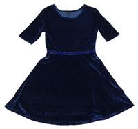 Tmavomodré sametové šaty Kiabi 