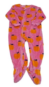 Růžová plyšová kombinéza s jablíčky Next 