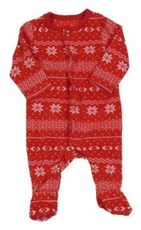 Červeno-bílý vzorovaný fleecový overal F&F