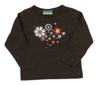 Hnědé triko s kytičkami Topolino 