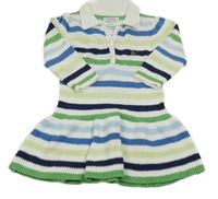 Bílo-modro-zelené pruhované pletené šaty GAP