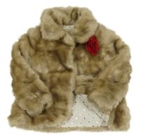 Béžová kožušinová podšitá bunda s květem Kate Spade