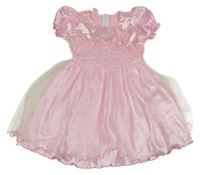 Světlerůžové saténovo/tylové šaty s korálky 