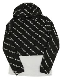 Čierno-biela športová mikina s nápismi a všitým topem Ergeenomix