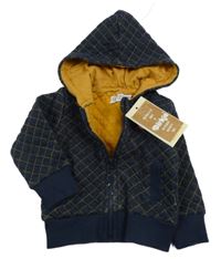 Nové - Tmavomodro-piesková á vzorovaná prepínaci mikina s kapucňou Dirkje