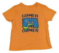 Oranžové tričko s potiskem Primark 