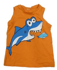 Oranžové tielko so žralokom