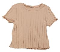 Svetloružové rebrované tričko Shein